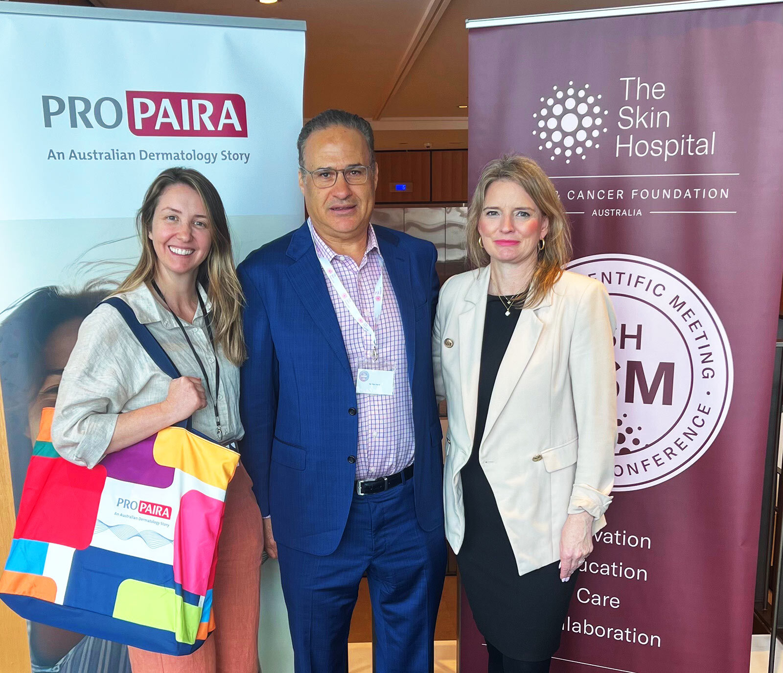 Dermatologist Bruna Gouveia, Baz Hamo Propaira CEO and Skin Hospital CEO Georgi Blundell