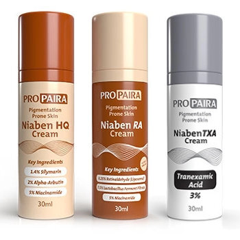 Niaben HQ Cream (Silymarin) 30ml & Niaben RA (Retinaldehyde) 30ml & Niaben TXA (Tranexamic Acid) for Hyper Pigmentation